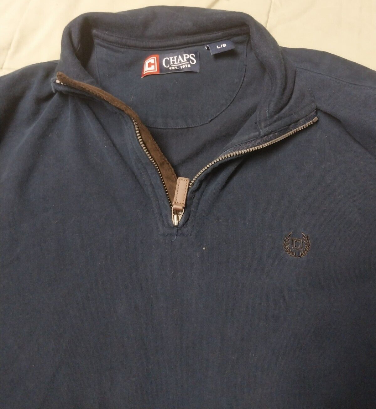 chaps quarter-zip pullover with elbow pathches - image 3
