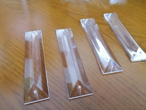 10Pcs 4" Acrylic Crystal  Prism Chandelier Lamp Parts 2Holes Prism Part Pendant - Afbeelding 1 van 10