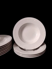 *NEW Mikasa ITALIAN COUNTRYSIDE D0900 (4) 9.25" RIMMED SOUP BOWLS Ribbed White