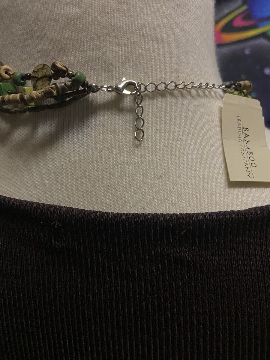 Bamboo Trading Co. 16.5” Necklace Black Beads, Ivory & Gray On 3 Thin Wires NWT View 2