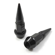 2 Black Aluminum Metal Spike Wheel/Tire Valve Stem Bike-Motorcycle Air Caps