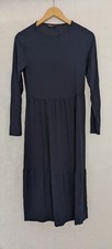 M&S Collection Navy Blue Long Sleeve Maxi Hem Dress Size 8 XS Party