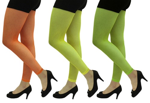 WOMEN'S FISH NET FOOTLESS TIGHTS NEON 
