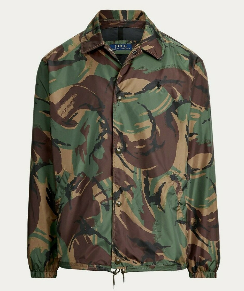 PONY Giacca da allenatore Polo Ralph Lauren esercito militare surplus logo mimetico frangivento