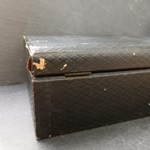 Vintage Small Jewellery Box Lockable with Key 15cm x 9.8cm Black - Picture 6 of 11