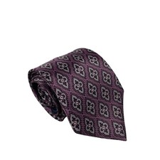 Ermenegildo Zegna Couture Current Purple Silver Geometric Pure Silk Tie 3.25 in