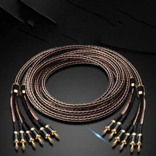 Pair Hi-End 7N OCC 24 Strands Pure Copper Wire HIFI Audio Bi-Wire Speaker Cable