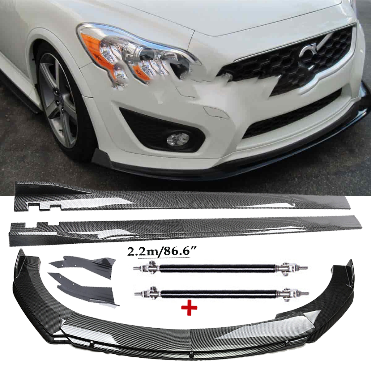 Carbon Fiber Front Bumper Lip Spoiler 86.6