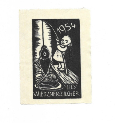 Holzschnitt Kind mit Angel 1954 Lily Wiessner-Zilcher auf Japan Papier