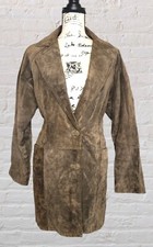 Vtg Savannah Womens Med Brown Leather Two-button Notched Coat Buttery Soft Suede