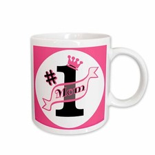 3dRose Number One Mom Pink Mug