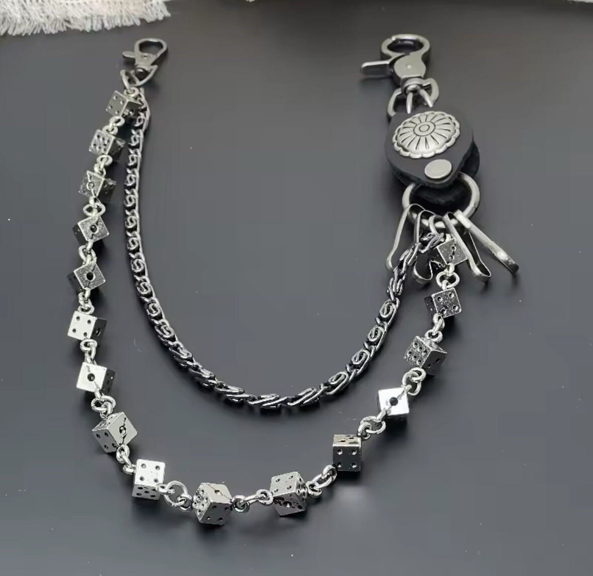 小物 Y2K Dice chain Retro DIY Dice Put Together Skull Pants Chain Y2K