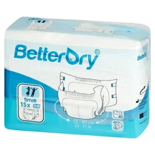 BetterDry Overnight Adult Diapers w/ Plastic Backing, Pack of 15