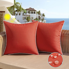 Outdoor Waterproof Throw Pillow Covers 16X16 Set of 2 Red Decorative Patio Tent