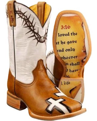 Tin Haul Men's Men'S Between Two Thieves John 3:16 Western Boot Broad -