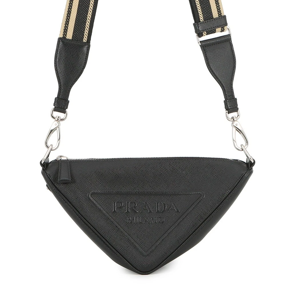 Prada — PRADA Triangle Shoulder Bag Saffiano LeatherLeather Black 2VH155