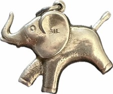 Vintage Silver Charm Elephant Animal Bracelet Necklace Pendant Jewellery Old