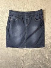 Tribal Denim Skirt Womans Straight Stretch Pockets Knee Length Blue Size 12