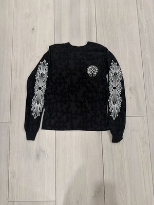 Chrome Hearts Cemetery Cross Print Long Sleeve T-Shirt Black Used