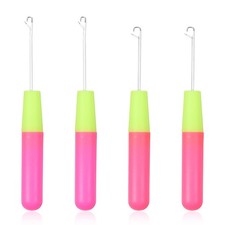 4 Pcs Plastic Handle Crochet Needle Hook, Latch Crochet Hooks Hair Crochets N...