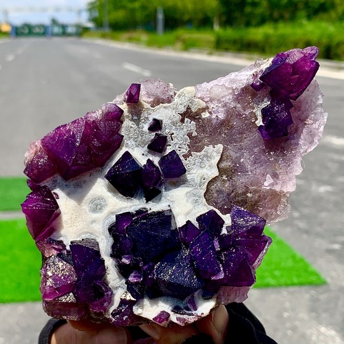 1.47LB Natural Transparent purple Fluorite Mineral Crystal Specimen/China - Picture 4 of 19