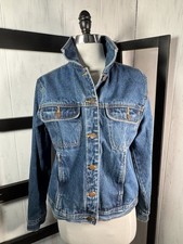 Vtg Bill Blass Trucker Jacket Blue Jean Denim All Cotton Dark Wash, Size Small