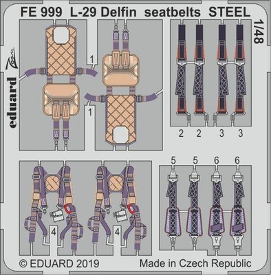 Eduard Accessories FE999 - 1:48 L-29 Delfin seatbelts STEEL for AMK - Neu