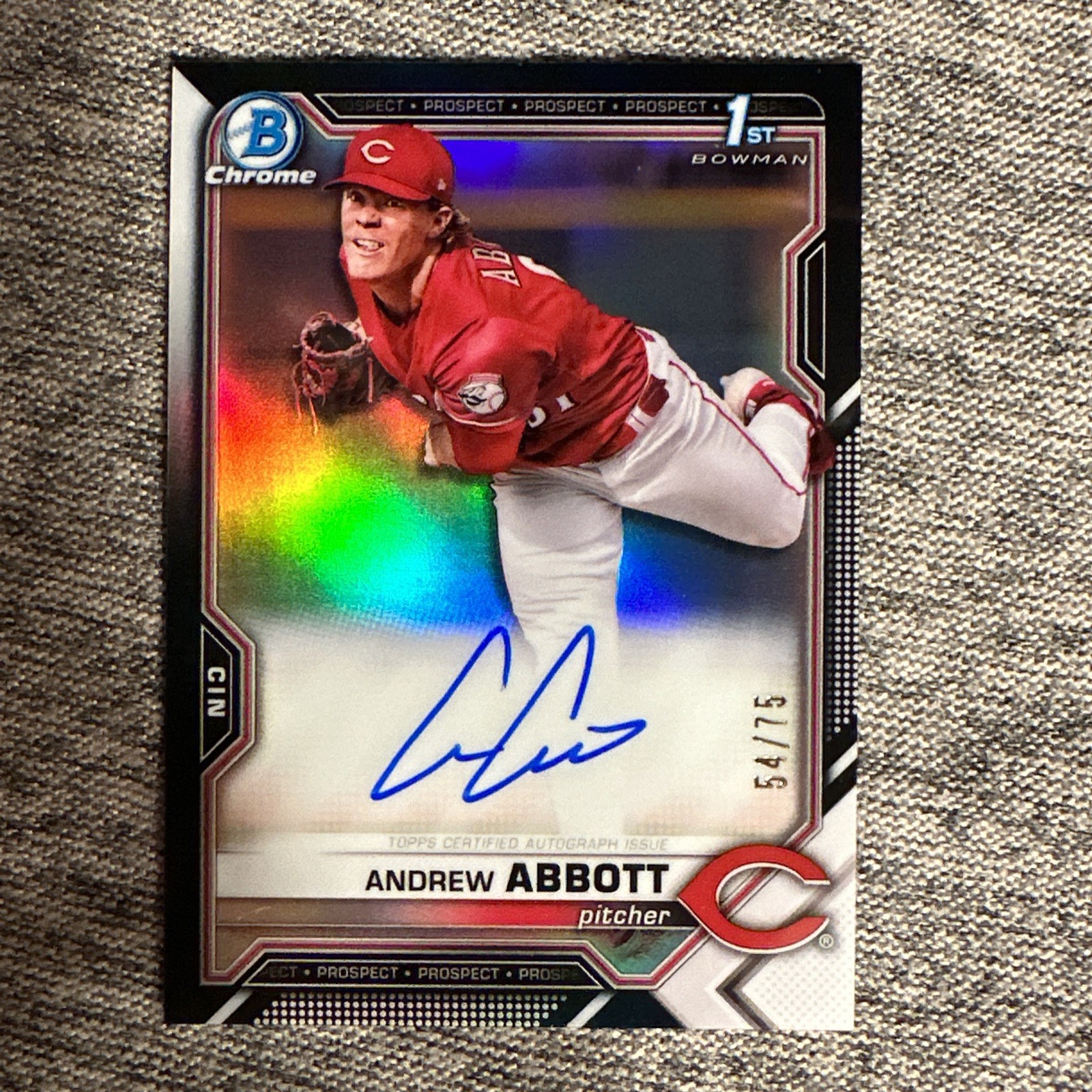 2021 Bowman Draft 1st Bowman Chrome  Andrew Abbott black auto /75