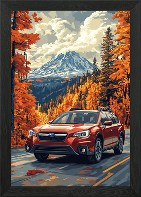 #ad #ad Subaru in Autumn Landscape Framed Wall Art Poster Canvas Print Picture GBP 14.99