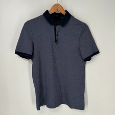 Hugo Boss Polo Shirt Mens Large Blue Geometric Short Sleeve Slim Fit