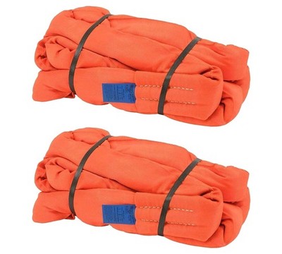 2Pk 35' Orange Poly. Endless Round Sling 40000 LBS Vertical Capacity for Lifting