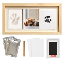 Paw Print Impression Kit for Dogs and Cats, 2 Clay, Large Ink Pad, Wooden Pic...