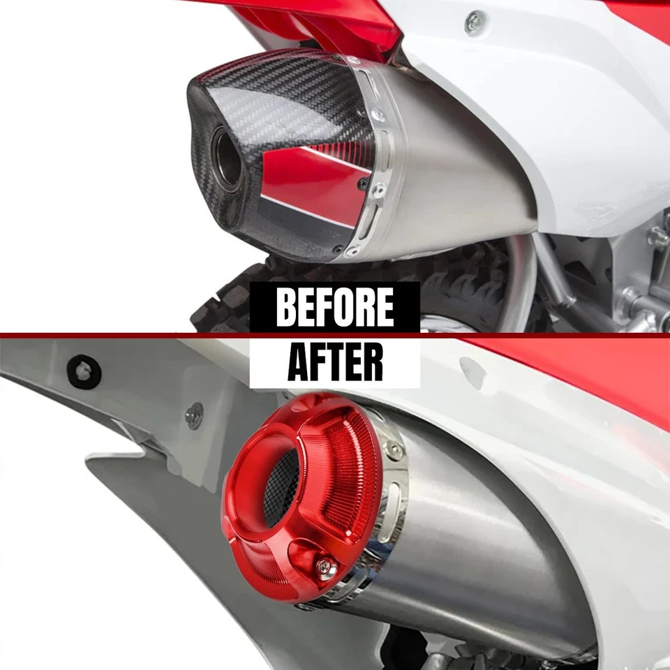 CNC Exhaust Power Tip w/ Spark Arrestor Screen For Honda CRF 70F 80F 100F 110F - Imagem 3 de 4