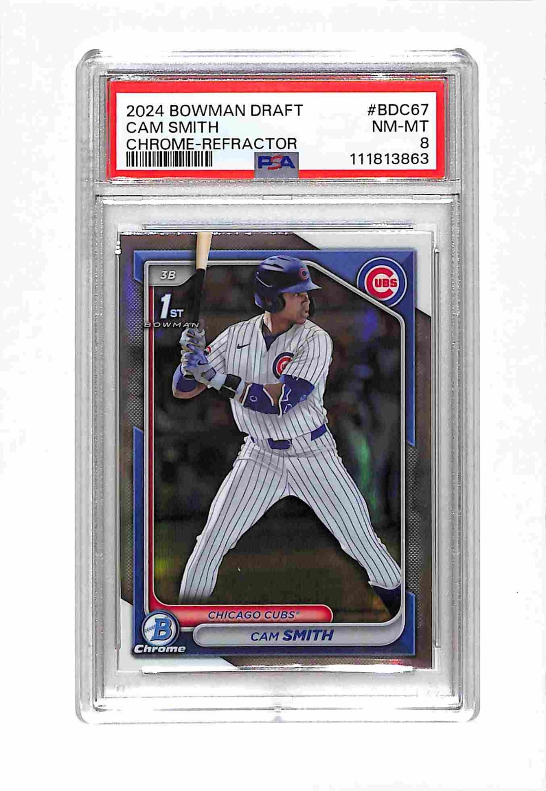 2024 Bowman Draft - Cam Smith #BDC-67 Chrome Refractor (RC) PSA 8 NM-MT Cubs