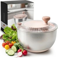 Salatschleuder Edelstahl 4,5L Mit Deckel Bpa-Frei Rutschfest SpüLmaschinenfest