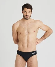 New Arena Men's Team Black Solid Swin Race Brief 32 004773