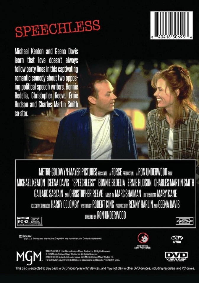 Speechless (DVD) Michael Keaton Geena Davis Christopher Reeve Bonnie Bedelia - Image 2 of 2