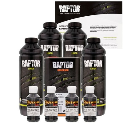 U-POL Raptor Tintable Black Metallic Spray-On Truck Bed Liner Coating,4 Quarts