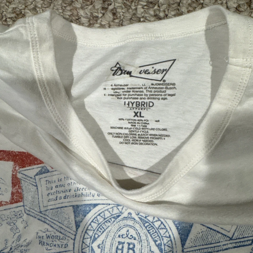 Camiseta Budweiser Cerveza Retro Desteñida XL Foto 3 de 3