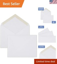 24 lb A2 White Woven Envelopes, 4-3/8" x 5-3/4", Gummed Seal, 100 Pack