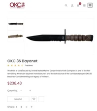 OKC-3S Brown Tanto Tip Combination Blade Genuine Civilian Not Issued