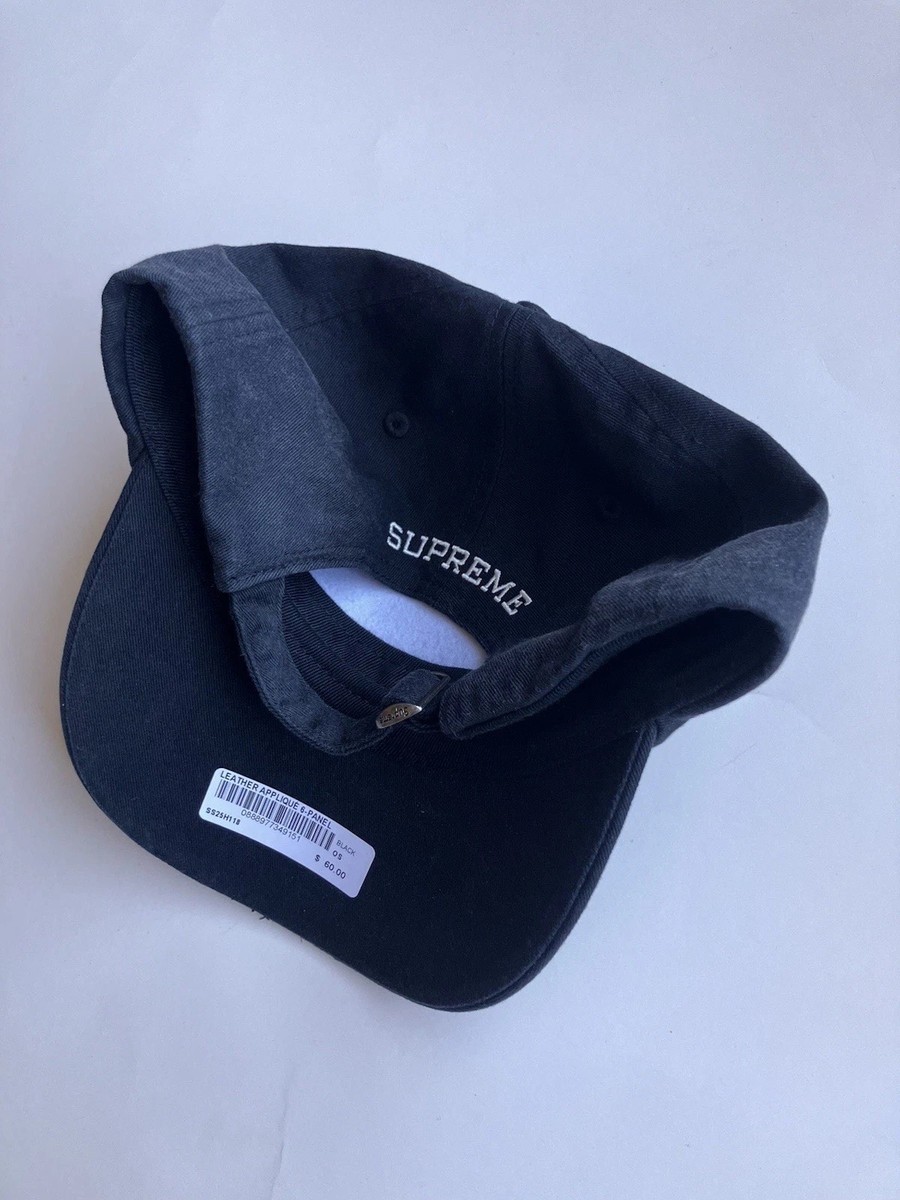 帽子 SUPREME25SS LeatherApplique 6Panel Black Supreme SS25 Leather Appliqué 6 Panel Hat Cap Black Brand New 帽子