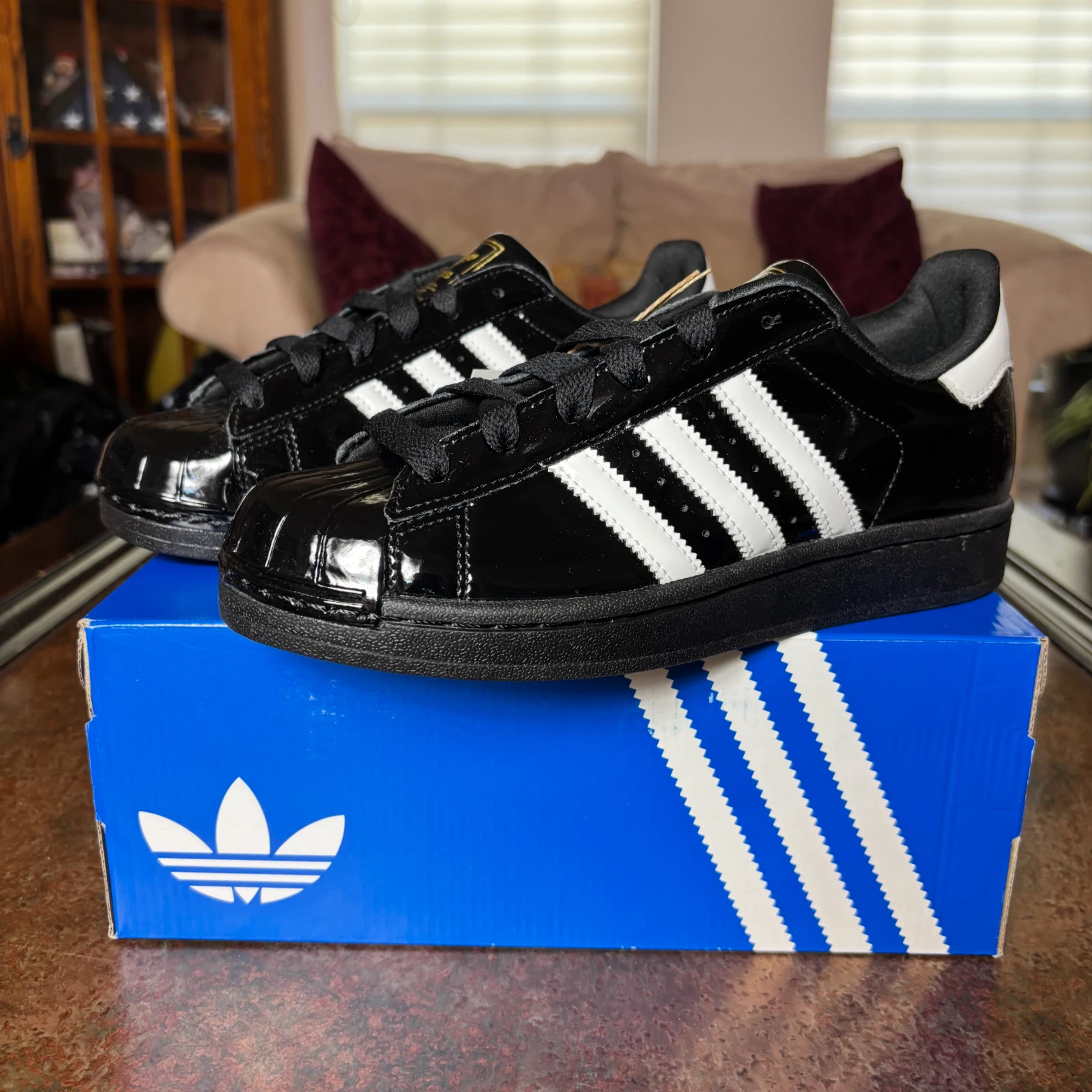 Adidas Superstar 2 II Patent Leather Black Lifestyle Shoe Sneaker Women's Sizes