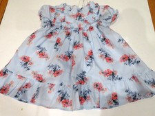Janie and Jack Baby Girls Baby Blue Coral Ruffle Cotton Floral Dress 3-6M