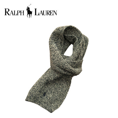 Ralph Lauren 90S Wool Knit Scarf Beige Men Accessory Limited