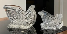 2  Stunning Lead Crystal Sleigh Christmas Dector/Candy Dish 