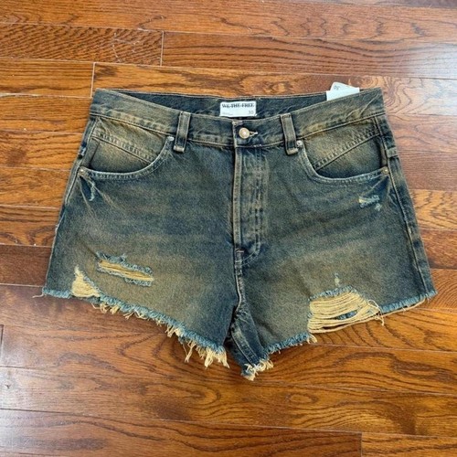 We The Free Free People Now Or Never Denim Shorts Blue Womens 34 Waist NWT