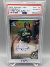 2022 Bowman Chrome Draft Henry Bolte 1st Auto Black Refractor /75 PSA 10