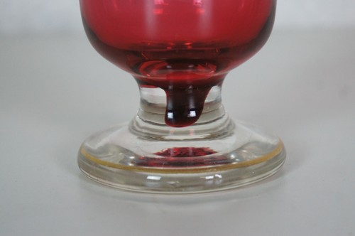 Antique German Zum Andenken Pink Cranberry Glass Vase Funeral Chalice 8" - Picture 9 of 12
