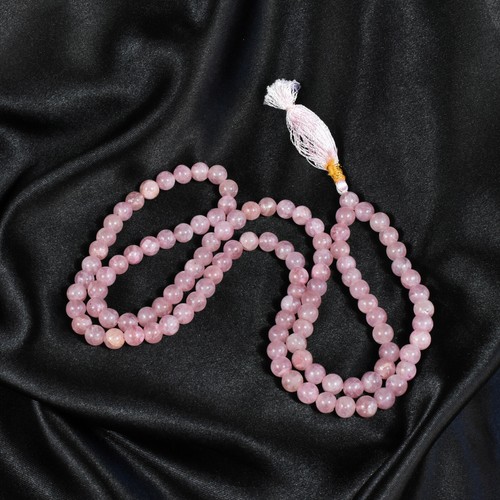 ROSENQUARZ 108 + 1 GEBETSPERLEN / JAPA MALA. MEDITATIONSMANTRA / 8 MM 16' Zoll - Bild 1 von 8